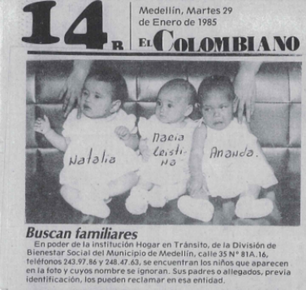 Amanda Medina Child newspaper in Colombia This Adoptee Life Website Blog